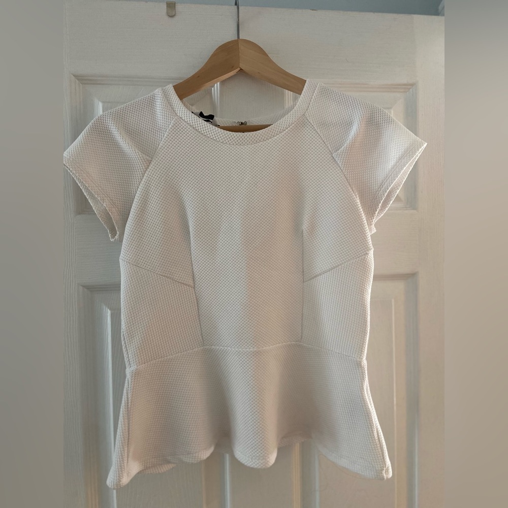 White Bebe peplum top
